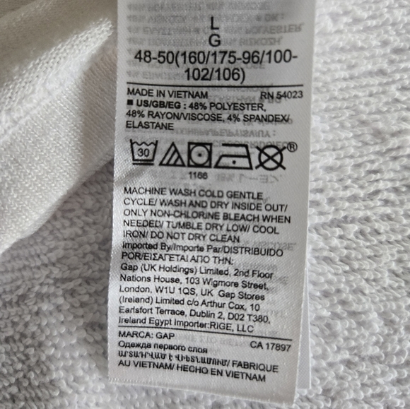 GAP White Cap Sleeve Relaxed Knit Polyester White V Neck Summer Top Size Large - Picture 4 of 5